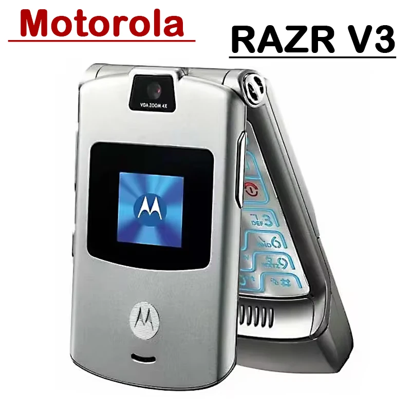 Motorola RAZR V3 Refurbished-Original Unlocked Flip Bluetooth Phone Dual Display Advanced Fast Call GSM 850/900/1800/1900