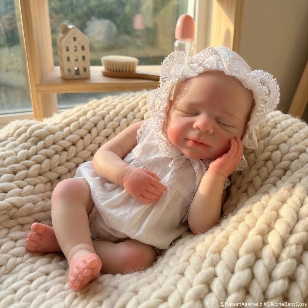 13 Inch Solid Silicone Reborn Doll Pascale Realistic Painted Newborn Baby Soft Simulated Bebe Holiday Birthday Gift for Collecti