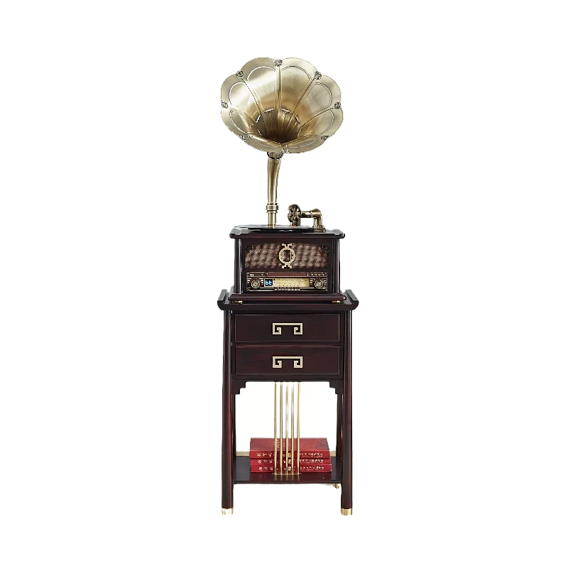 New Chinese phonograph, retro Chinese solid wood vinyl record player, antique Bluetooth speaker in the living room