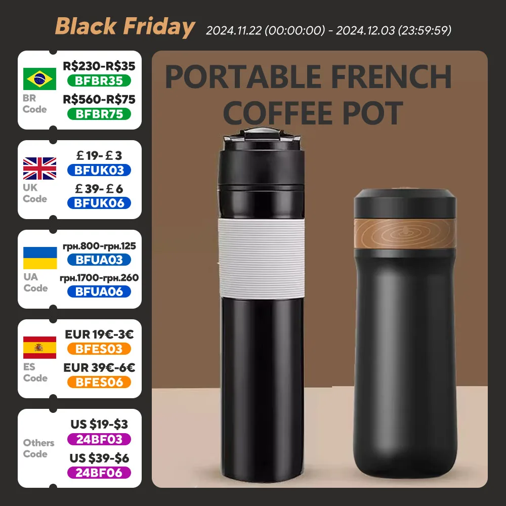 Original portable French coffee pot thermal insulation travel mug stainless steel / plastic thermal insulation icafilas