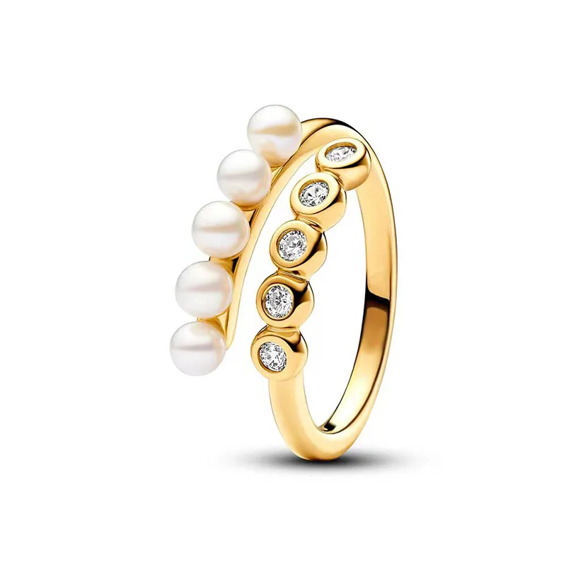 2024 New 18K Gold Plated 925 Silver Ring Two-tone Entwined Bands Ring Shaped Heart Ring Women Finger Ring Fine Women Jewelry