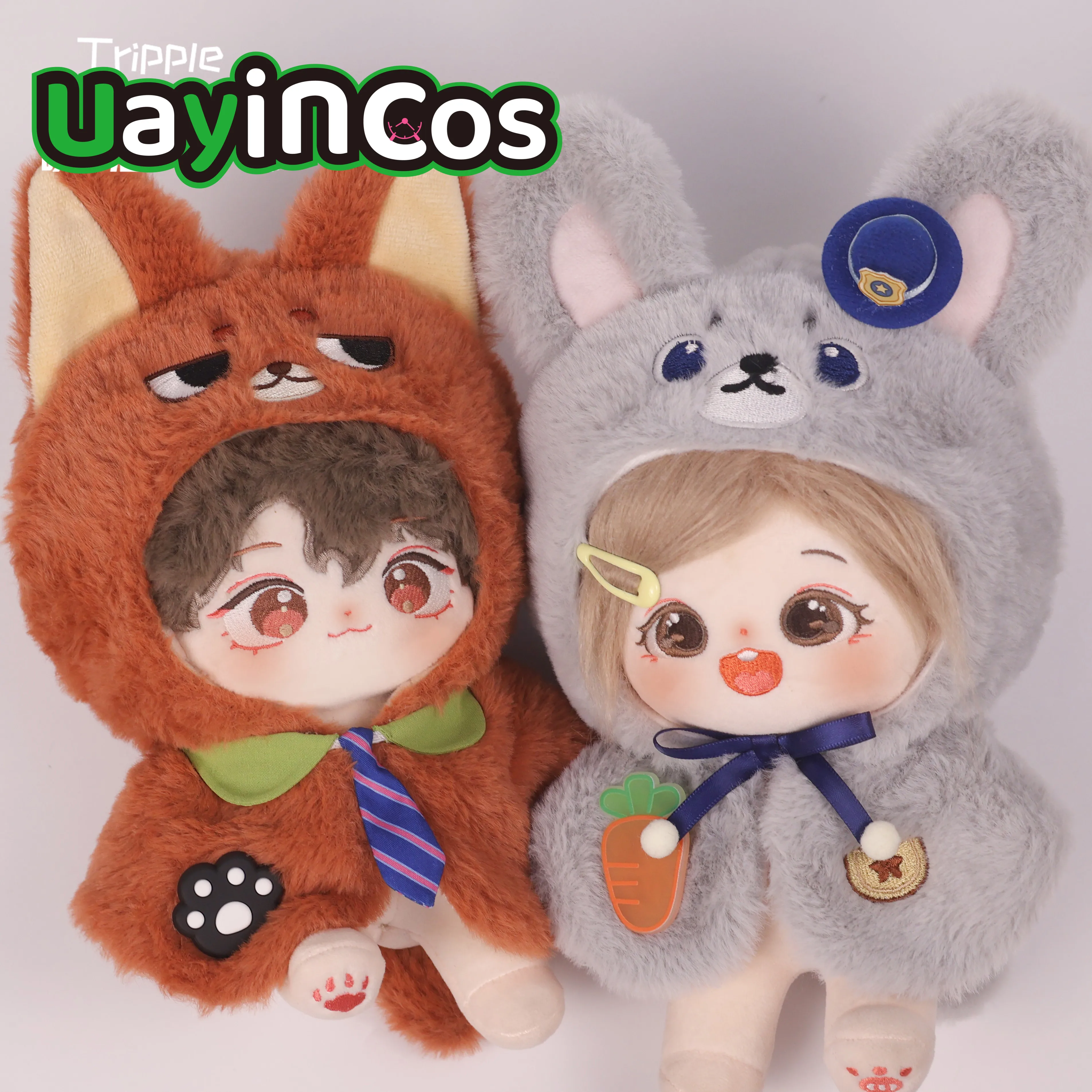 

In Stock 20cm Doll Clothes Rabbit Fox Cloak Tie Clothing Suit Stuffed Plushies Doll Accessories Anime Toy Kids Halloween Gift Co