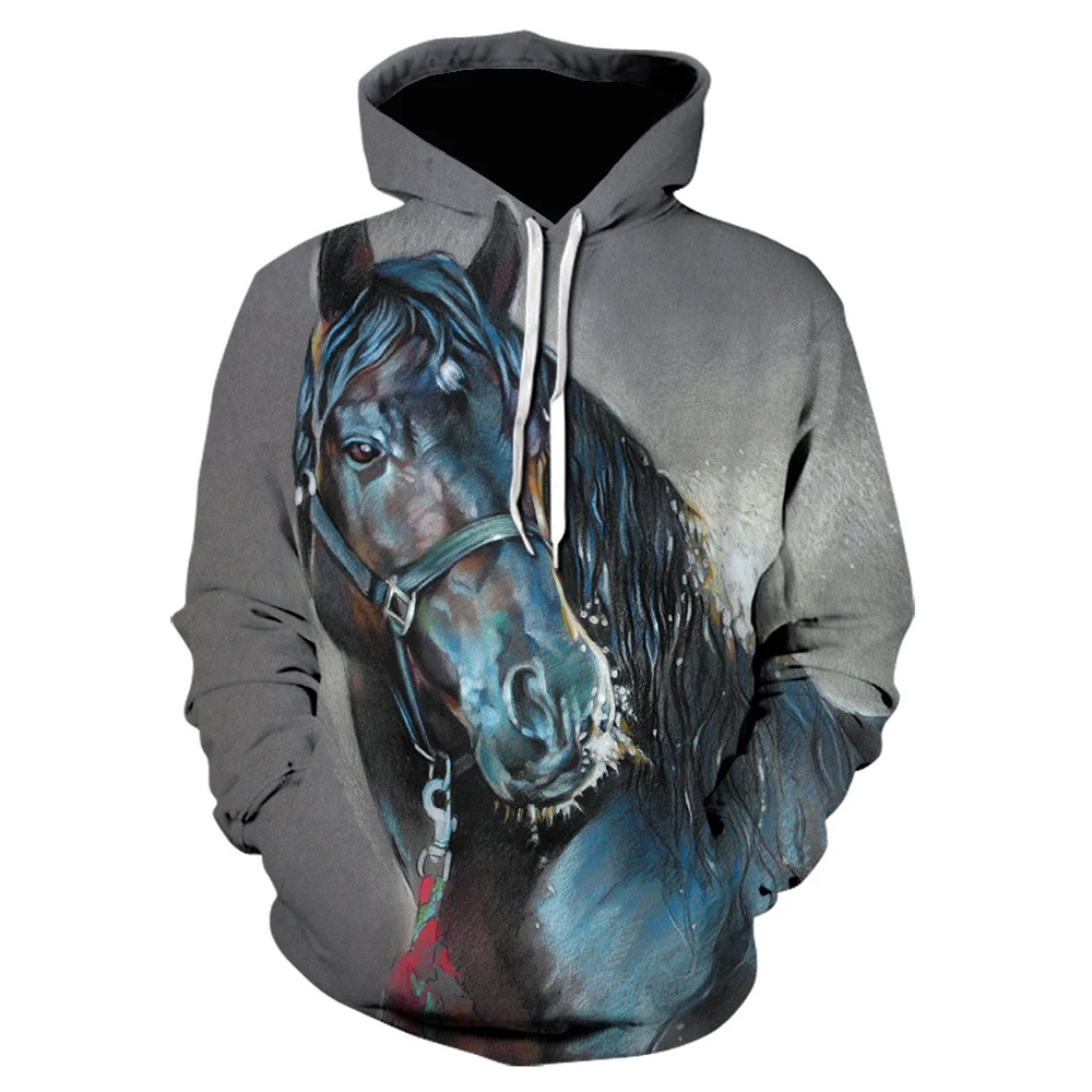 

Hot Sale Sweatshirt Men Women 3D Hoodies Print Brown Horse Animal Pattern Pullover Unisex Casual Creative Oversized Hoodies