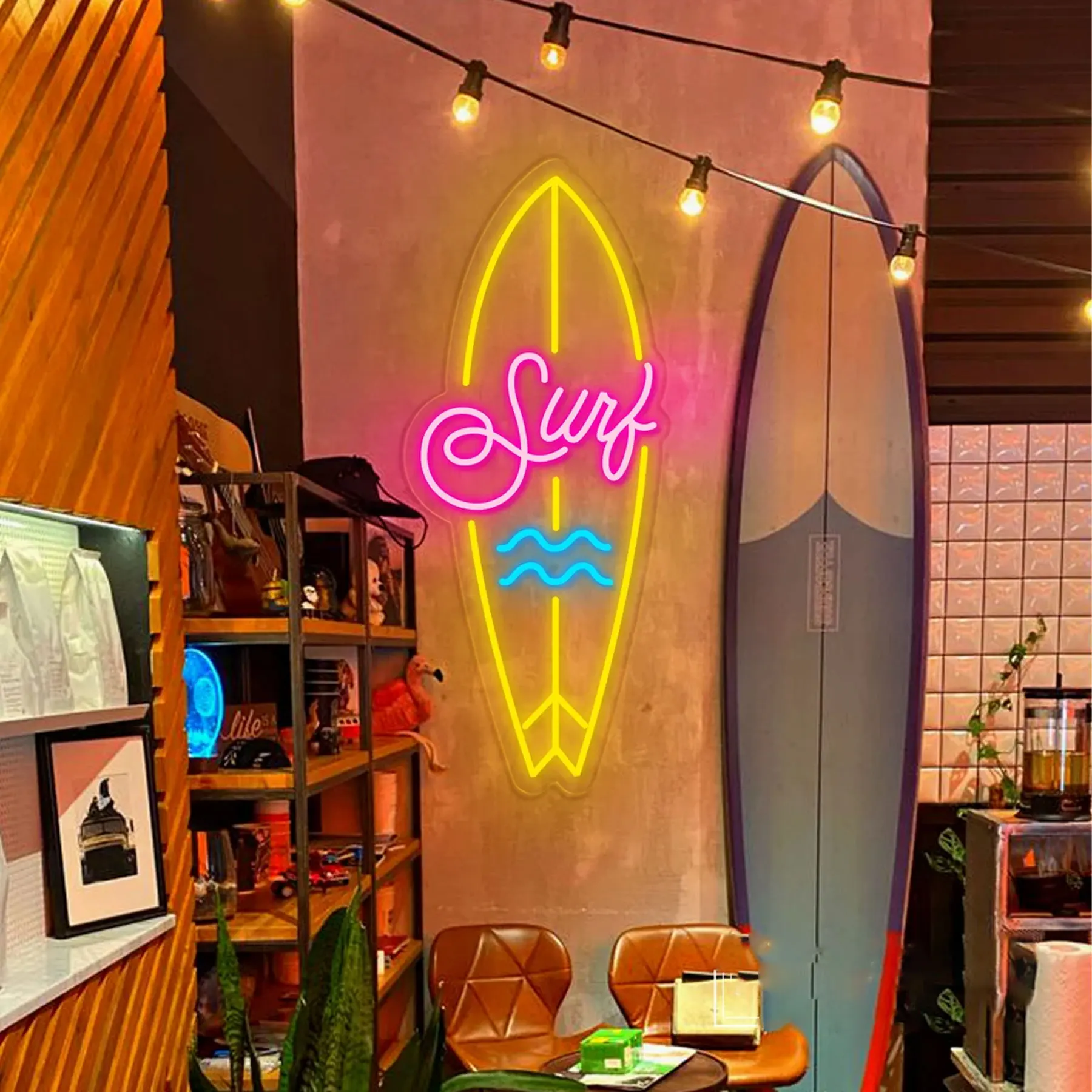 Surfboard Wave Neon Sign Custom Surfing Club Coffee Sea Wall Art Decr Summer Beach Bar Decor Gift For Surfer