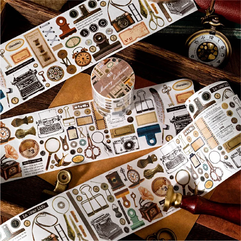 6 Styles Washi Paper Tape Retro Museum Series Retro DIY Handheld Decoration Material Recycling Stickers