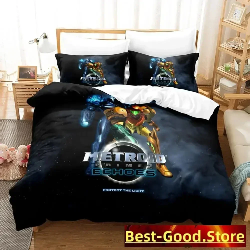 

2023 Metroid Prime Bedding Set Duvet Cover Sheet Printed Bed Set Pillowcase Bed Full Queen King Size Comforter Bedroom