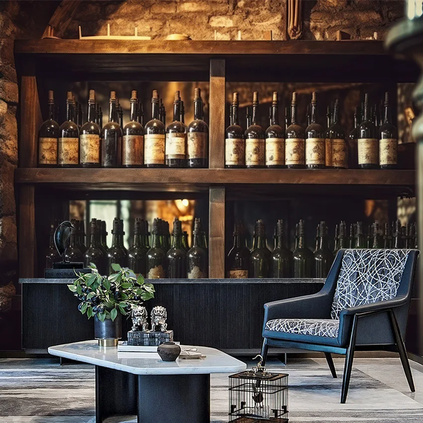 

Современные самоклеящиеся обои для гостиной в стиле ретро: фотообои с изображением винных бутылок, декоративные панели для дома, настенные панно