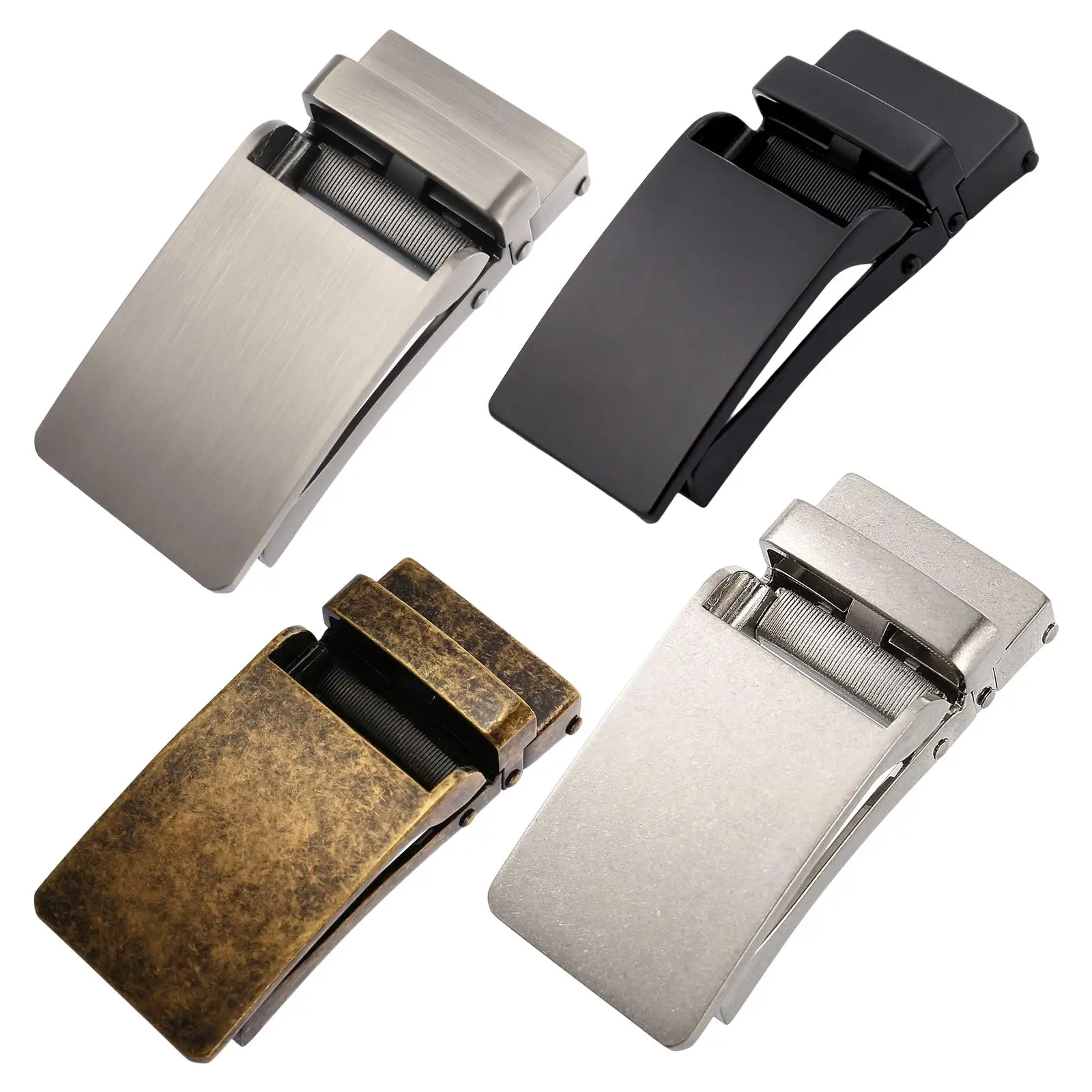 Metal Belt Buckle 3.5cm Width Leather Strap, Business Casual Automatic Ratchet Buckle