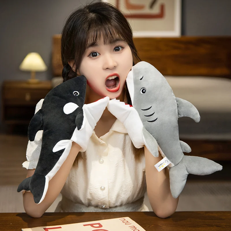 Ocean Animal Plush Puppet Octopus Tortoise Crab Shark Clownfish Small Prop Tell Story Interactive Plushie Gift