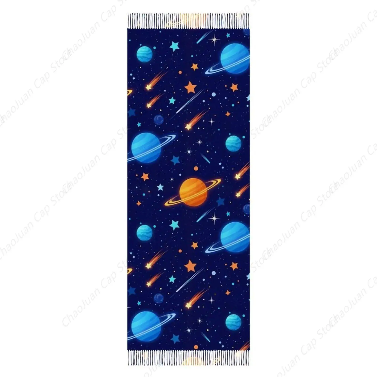 

Comfort Cosmic Universe Stars Planets Blue Galaxy Art Scarf for Women, Cute Printed Lightweight Shawl with Fringes, Casual Wraps