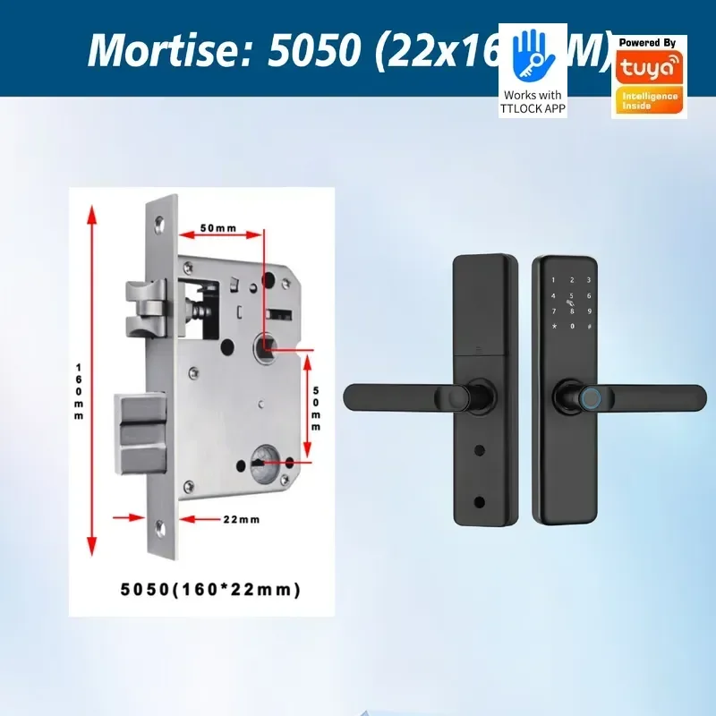 Tuya Smart Password Fingerprint Door Lock with App Remote Control Bluetooth TTLock Support Multi Language for Wooden Door