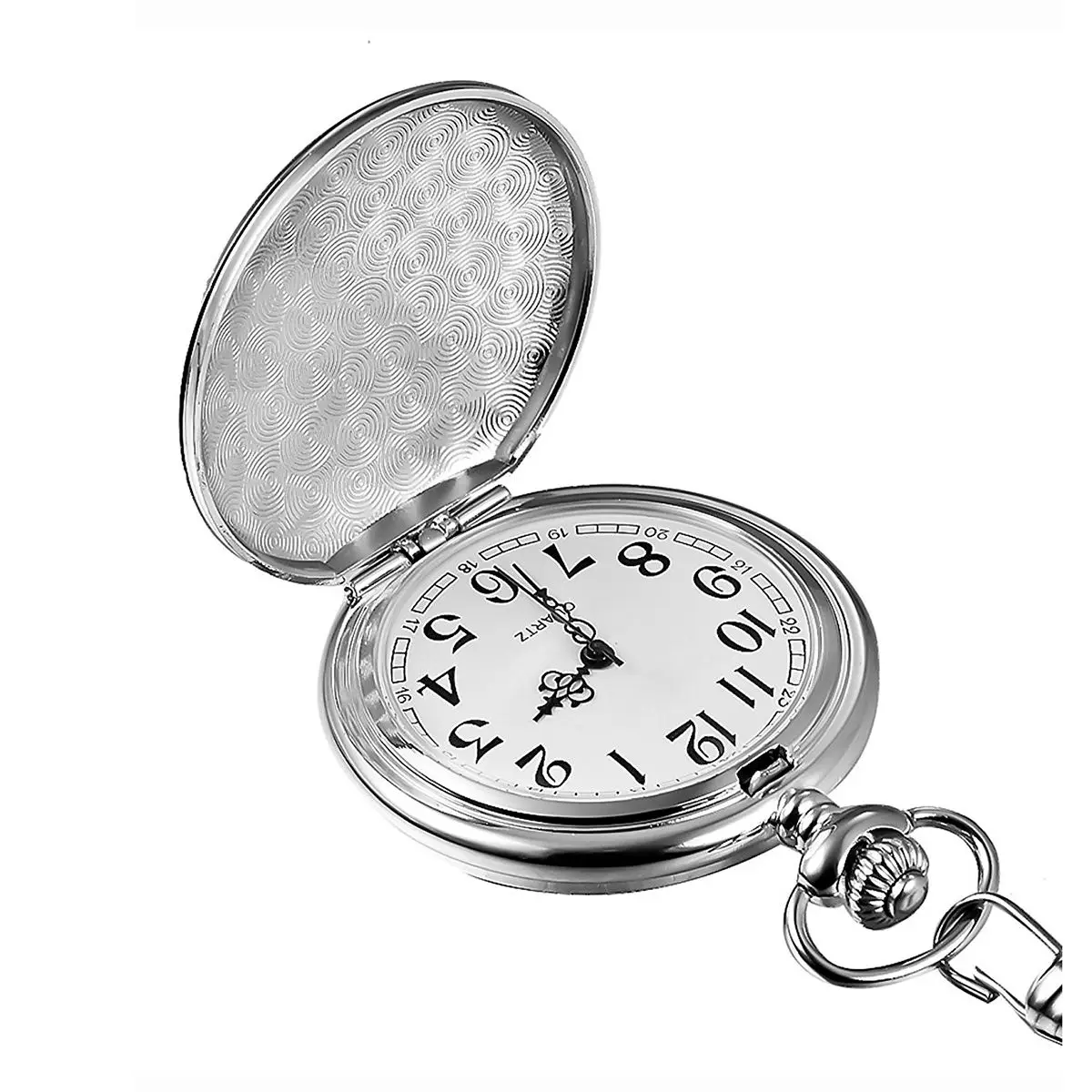 FZFZ 클래식 스무스 빈티지 남성용 회중시계 크리스마스 선물(실버)