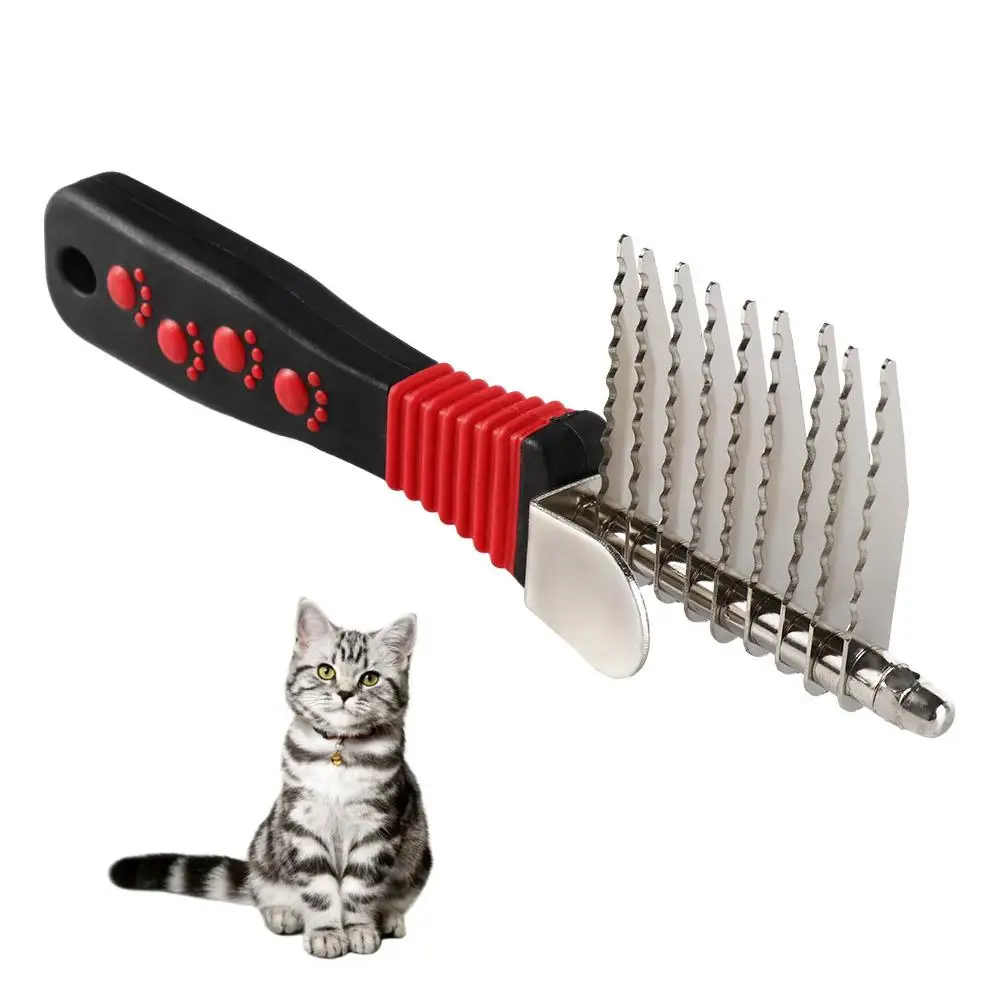 

Practical Non-slip Handle Pet Dematting Fur Rake Professional Stainless Steel Pet Knot Comb Manual Dog Grooming Brush Home