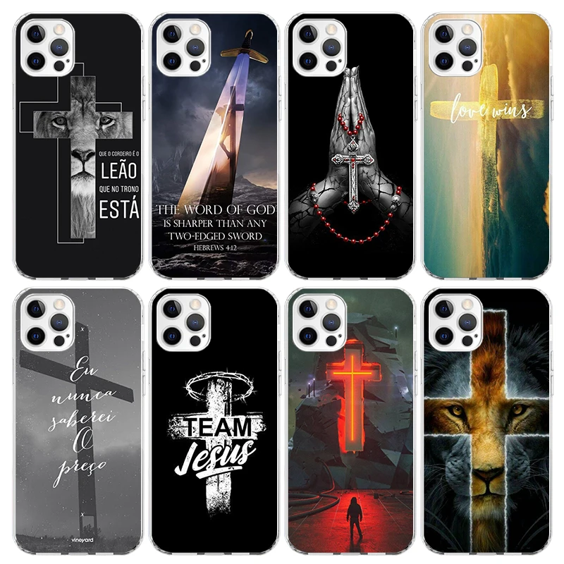 God Jesus Pray Cross Phone Case For Apple iPhone 11 13 14 15 16 12 Pro Max SE X XR XS 7 8 Plus Pattern Soft TPU Back Cover 11 13