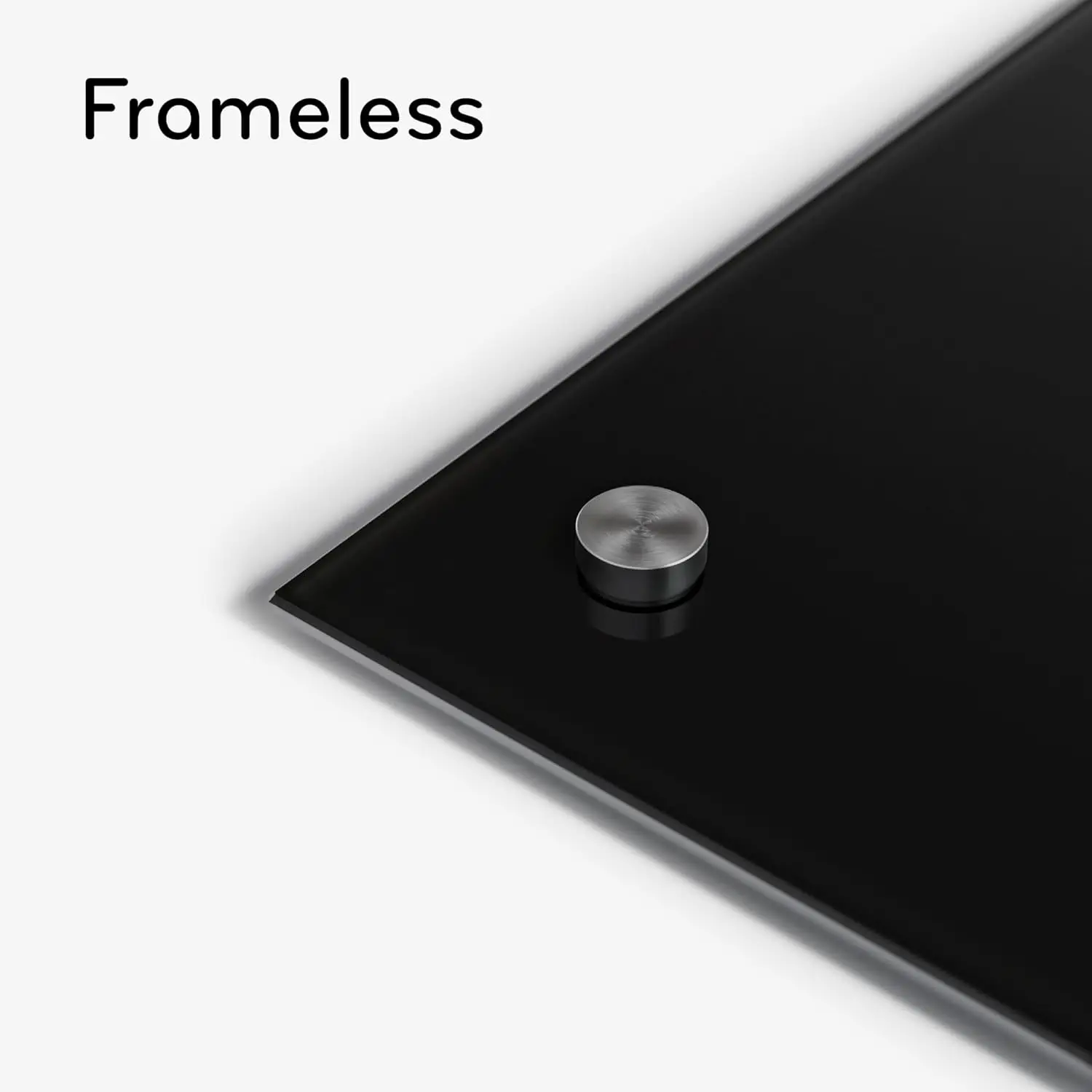 Frameless Glass Dry Erase Board 24x36 Inches Black Surface Silver Grommets Includes Marker with Eraser