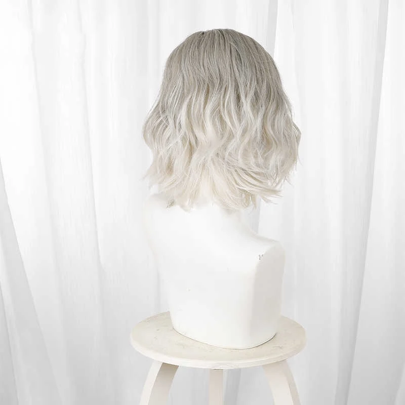 Game Grace Ashcroft Cosplay Wig Women Platinum Gradient Short Curly Hair Heat Resistant Synthetic Wigs image 4