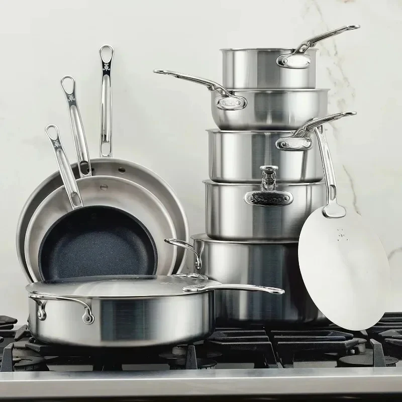 Stainless steel cookware set, suitable for induction cookers， non stick cooking pot set kitchen