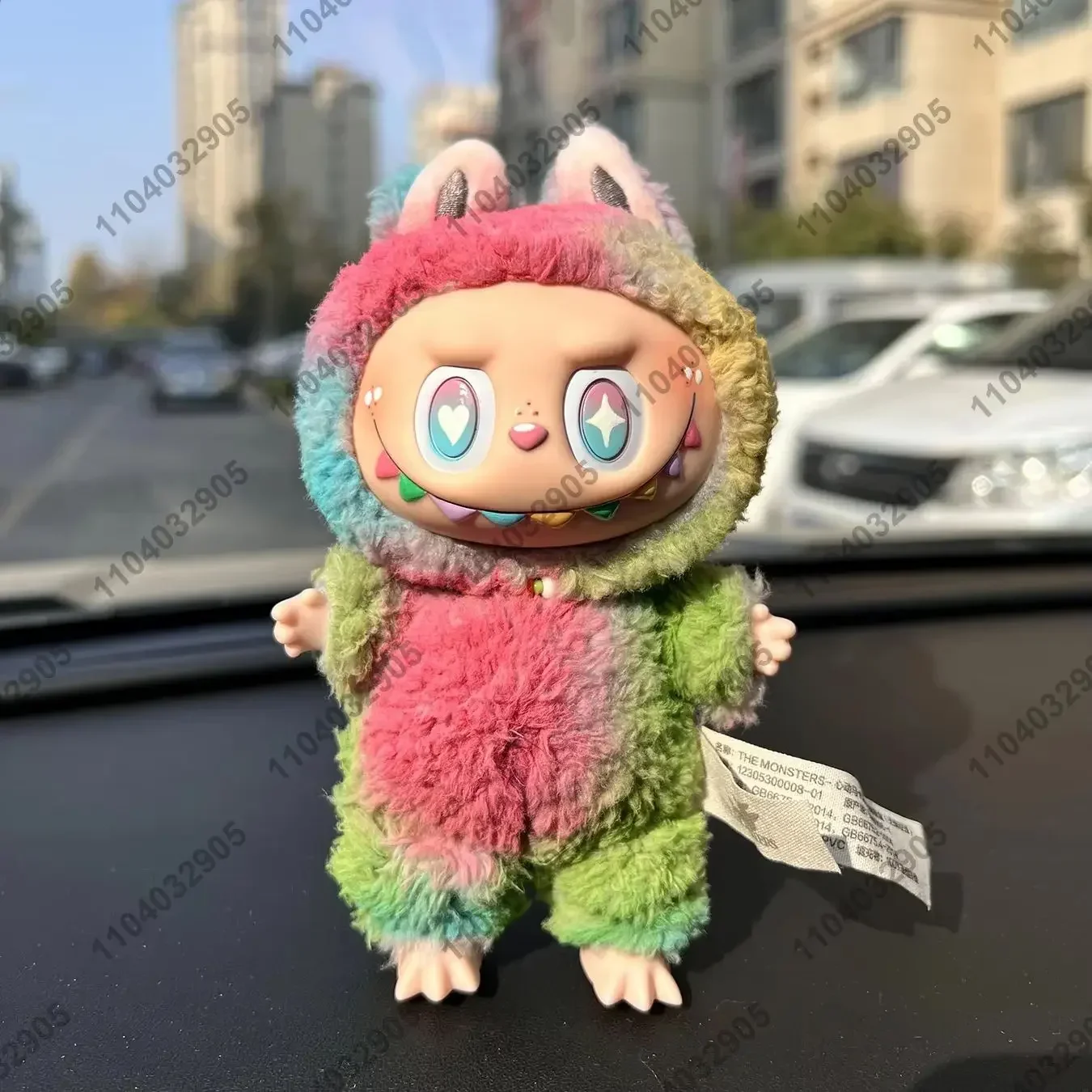 Labubu The Monster Rainbow Color Exciting Macaroon Plush Doll Action Figfure High Quality 1:1 Replica  Bag Charm Bag Pendant