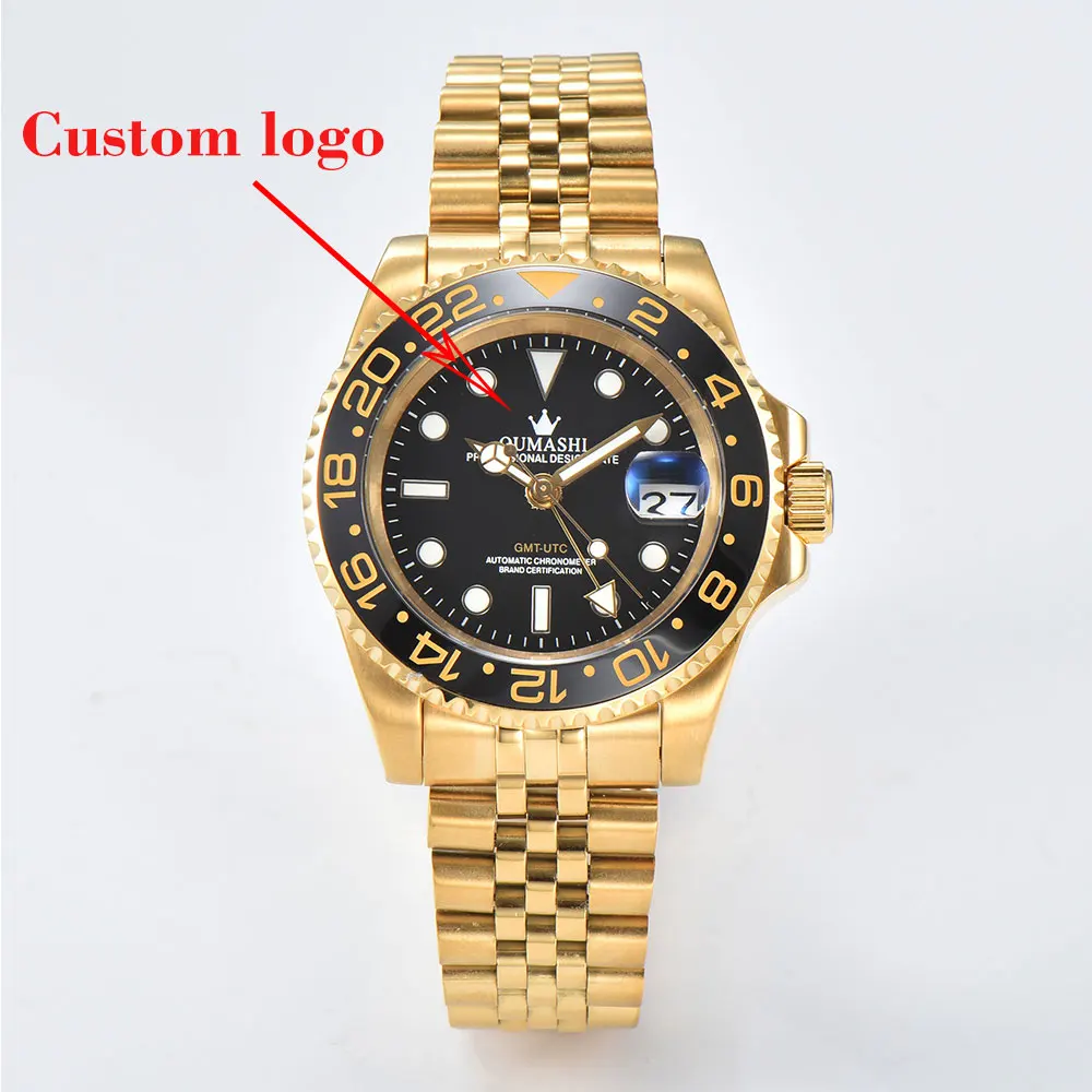 40mm NH GMT 34 Movement 10bar waterproof GMT Men\'s Automatic Mechanical watch Sapphire glass waterproof 316L stainless steel