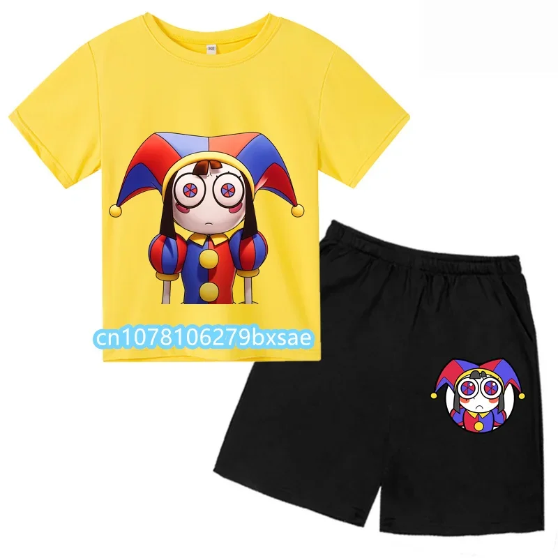 Traje de camiseta de circo Digital para niños y niñas, camiseta de dibujos animados personalizada para niños, conjuntos de moda de manga corta, nuevo increíble