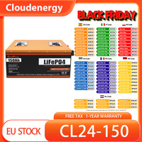 Cloudenergy 24V 150Ah LiFePO4 Battery Pack, 3840Wh Energy, 6000+ Cycles, Built-in 100A BMS, 10 Years Lifespan & Sturdy Case,IP67