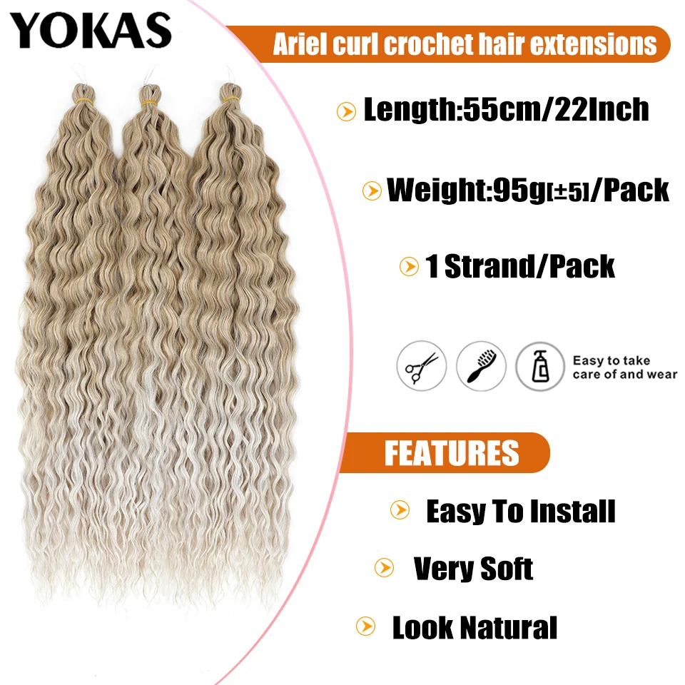 Extensions de cheveux au Crochet synthétique Ariel Curl eau bouclés tressage Extensions de cheveux pour femme Faux Locs Extensions de cheveux au Crochet