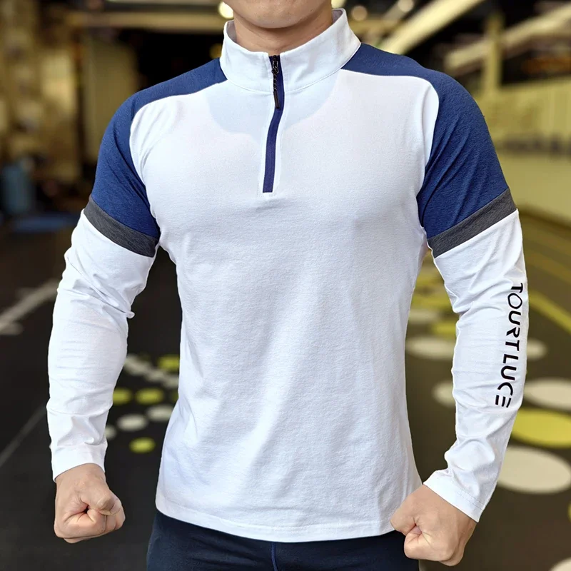 Men Compression Running T-Shirt Breathable Elastic Sweatshirt Long Sleeve Tight Tops Training Jogging Sport Clothing F4S0