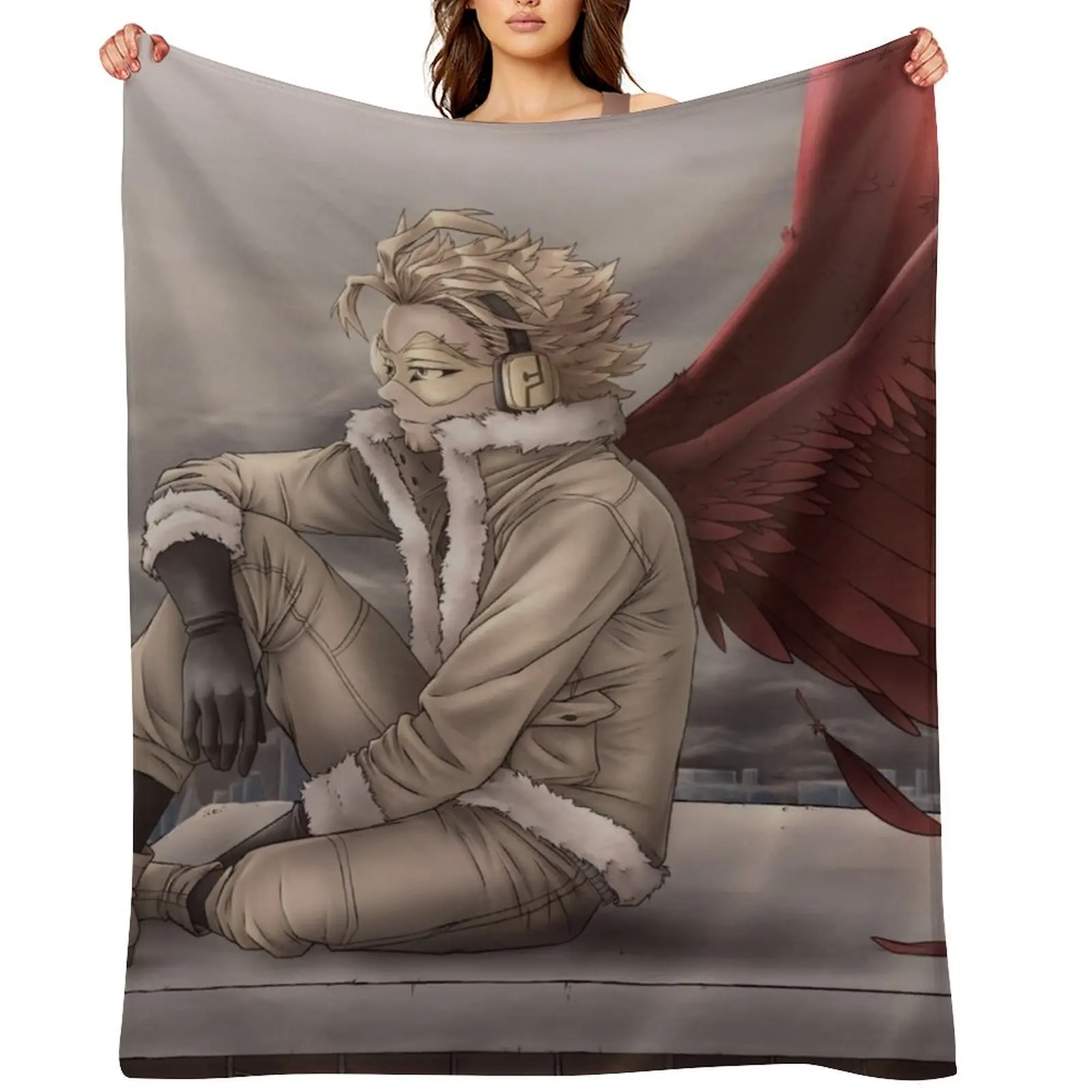 

Rooftop Hawks Throw Blanket Retros Multi-Purpose Decoratives Camping Blankets