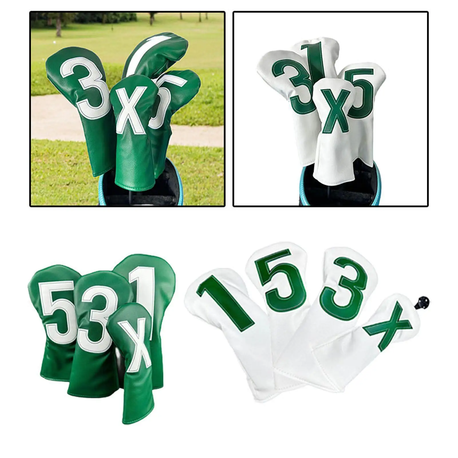 4 Holzschlägerhauben, Golfschlägerhauben aus Holz, 1, 3, 5, x Fashion Golf Training