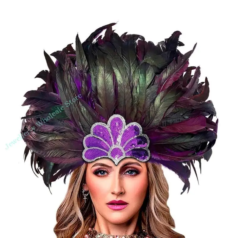 

R7UF Ethnic Headband Festival Masquerade Hair Hoop for Girls Performances