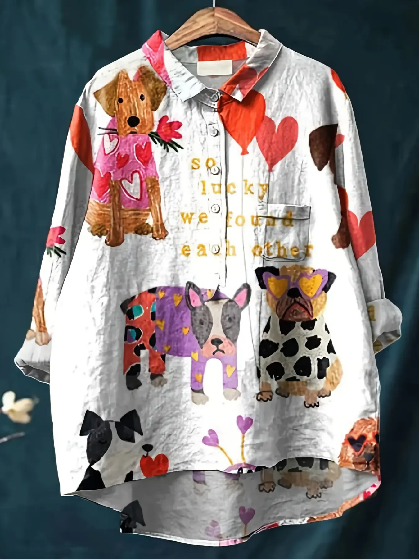 2206 Spring/Summer/Autumn Wearing Women's Printed Collar Shirt - Cute red and pink little crabs