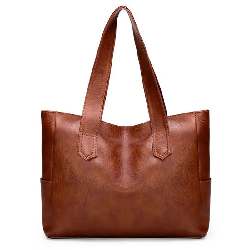 Super Soft PU Leather Bag for Woman Large Capacity Versatile Tote Bag Shopping Bag Simple Style