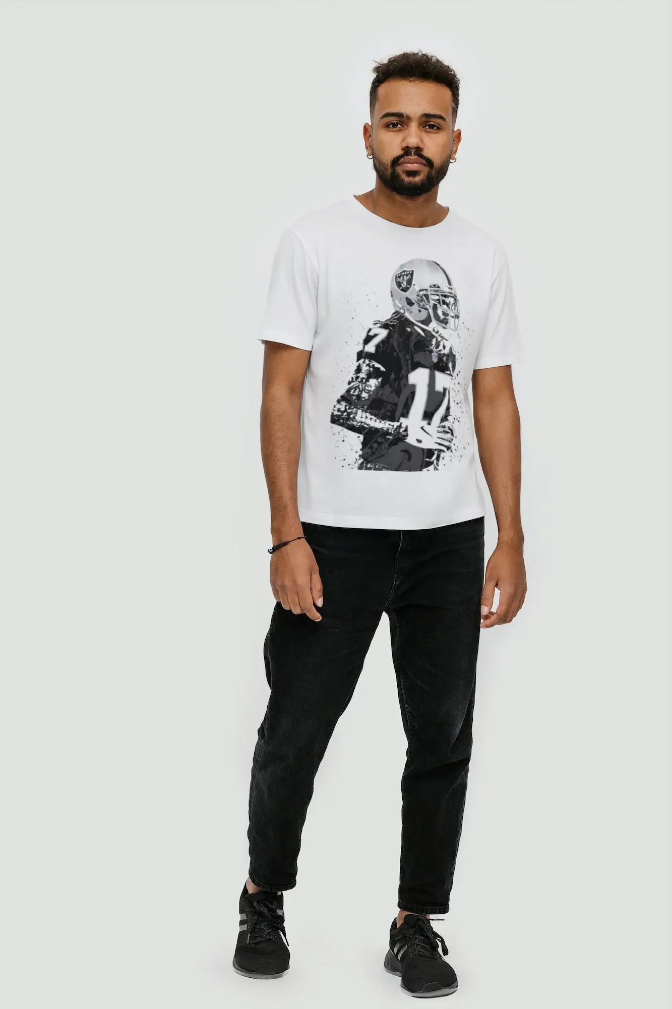 Davante Adams Silver and Black  T Shirt