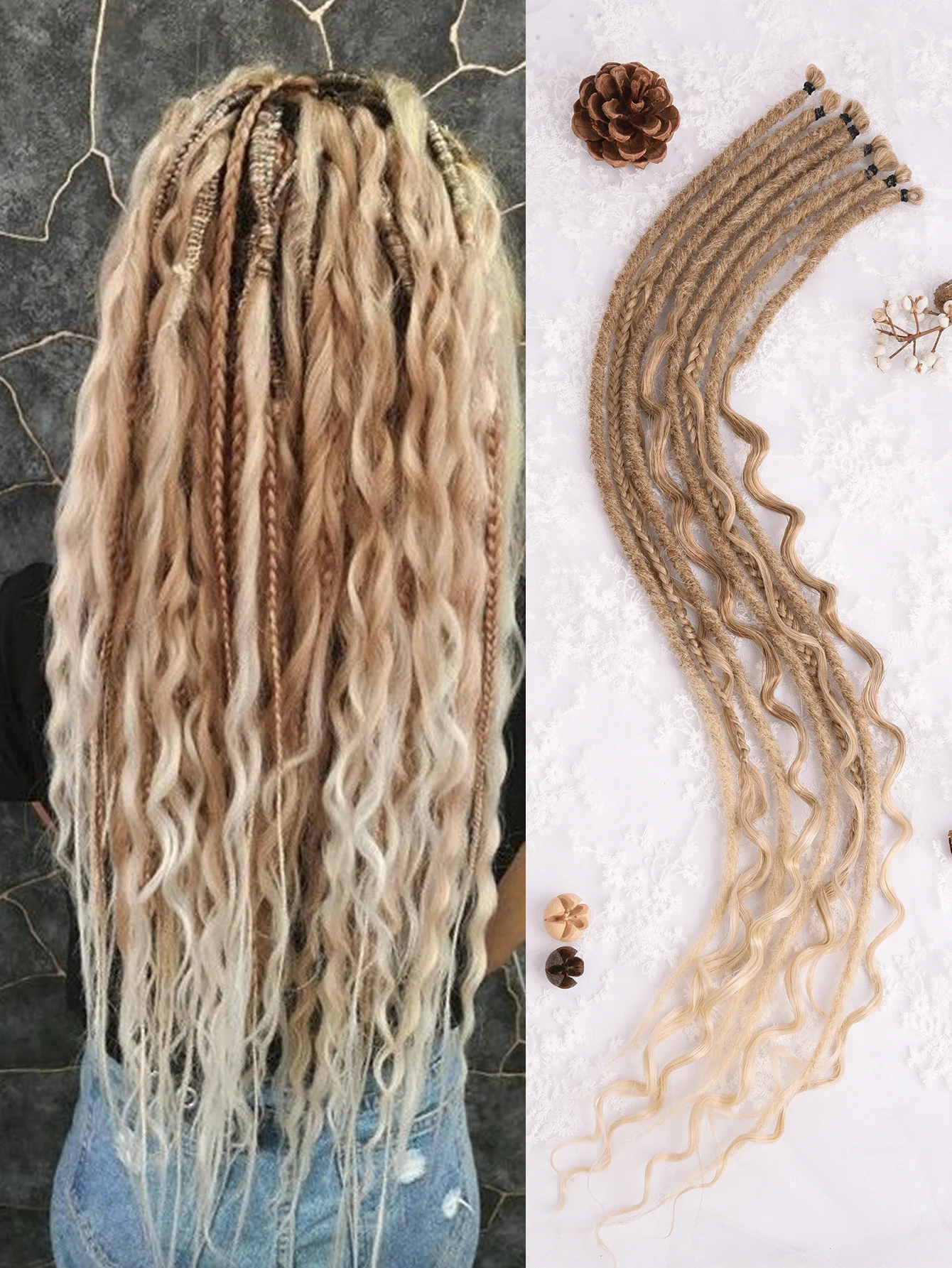 Wavy Dreadlock Extensions 24 Inch, Synthetic