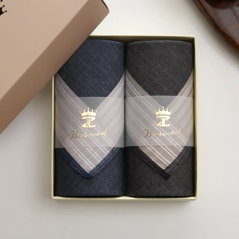 43cm Men's 100% Cotton Handkerchief Vintage Thin Absorbent Sweat Wipe Hanky Wedding Favor Souvenir Gift