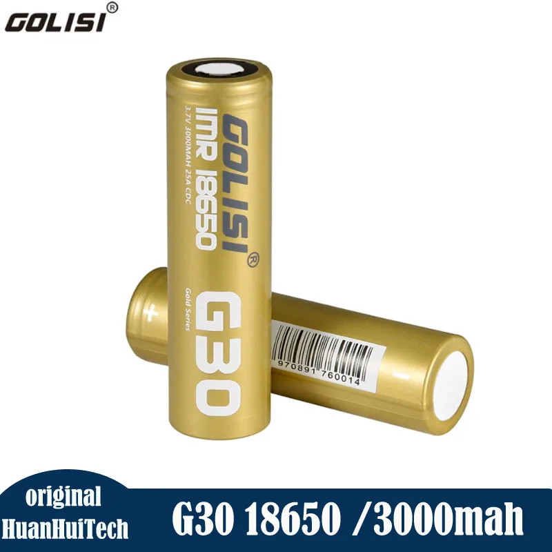 100% Nguyên Bản GOLISI G30 Pin 18650 3000Mah 3.7V Cao Cấp Thoát Nước Tế Bào IMR 18650 Pin Sạc Lithium Baterias 25A CDC màu Vàng