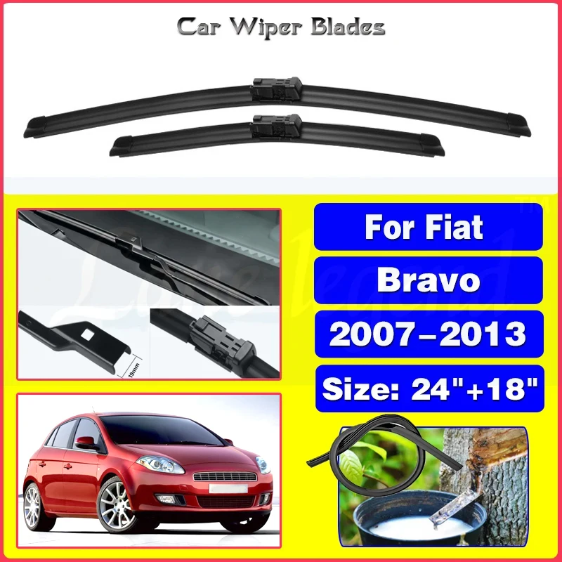 Car Wiper For Fiat Bravo 2007-2013 Front Wiper Blades Soft Rubber Windscreen Wipers Auto Windshield 24