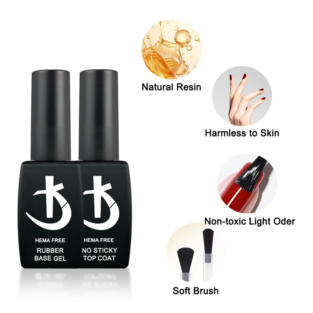 KODI JYJ 12ml Hema Free Nail Base Coat Semi-permanent Base Rubber Nails and Super Bright No Wipe Top Gel Polish Manicure Gellac