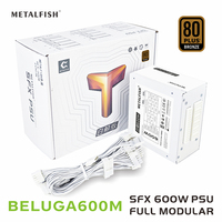 METALFISH Full-Modular SFX-500W 600W PSU 80Plus Bronze White Power Supply For Mini ITX Chassis Small Computer Case 100/220V