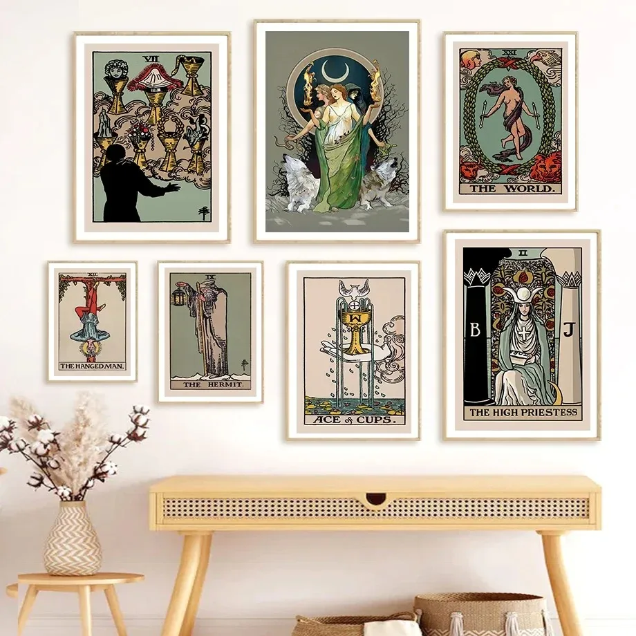 Tarot Hecate Lover Swords Empress Hermit Wall Art Canvas Painting Nordic Posters And Prints Wall Pictures For Living Room Dec