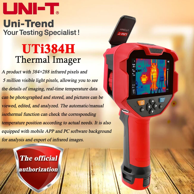 UNI-T UTi384H high resolution 384×288 pixel manual focus intelligent infrared thermal imager; -30~650℃ temperature measurement