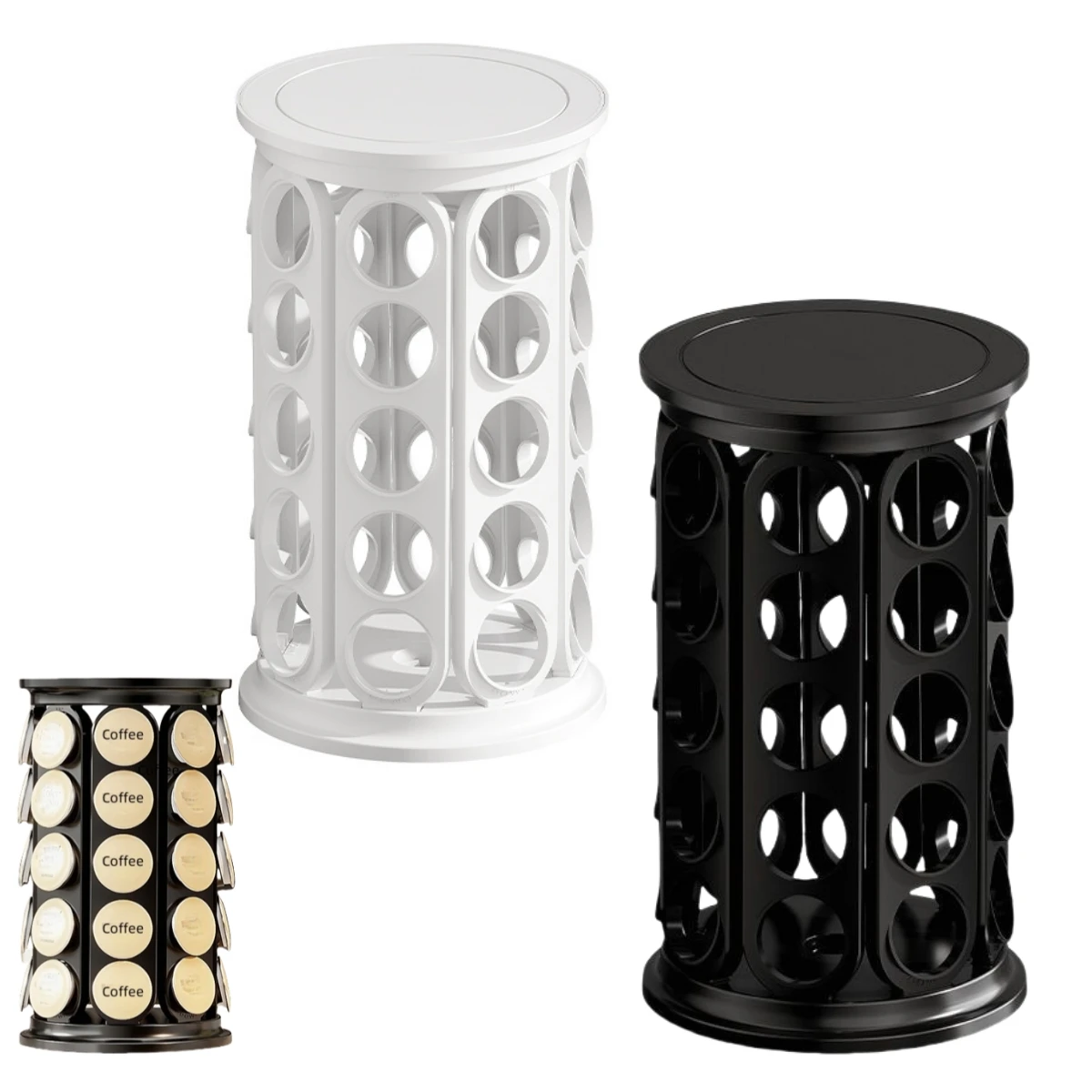

Desktop Rotatable Coffee Capsule Holder Organizer for 40 Capsules Efficient Space Utilization for Compact Kitchens and Lounges