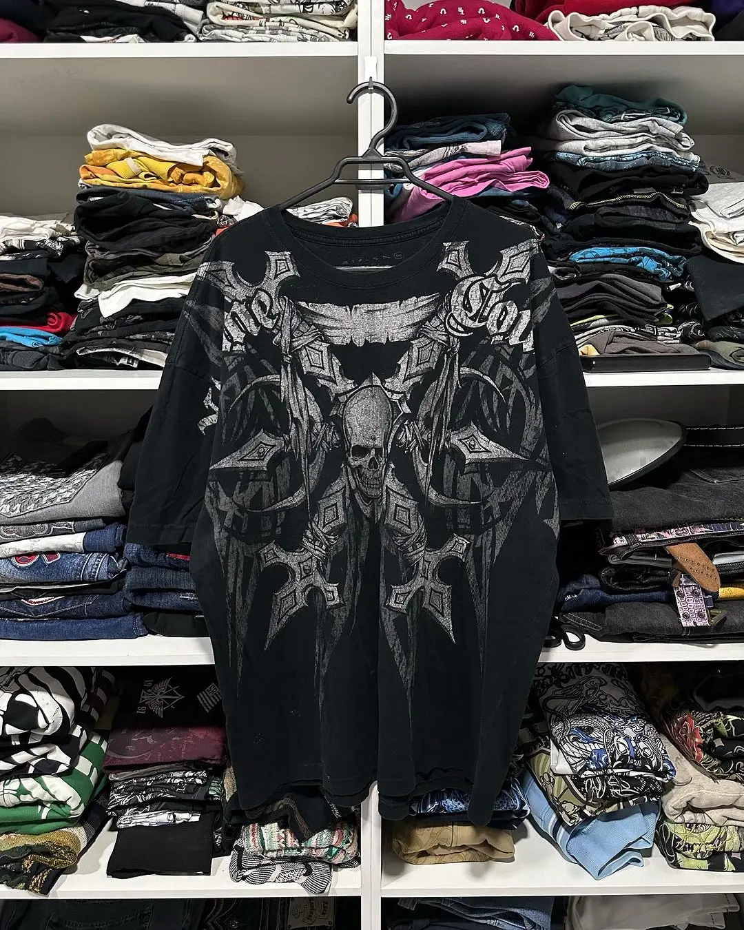 Y2K Tshirt New Harajuku Retro Hip Hop Skull Pattern Oversized T shirt Mens Womens Short Sleeved Gothic Clothing Tops Streetwear