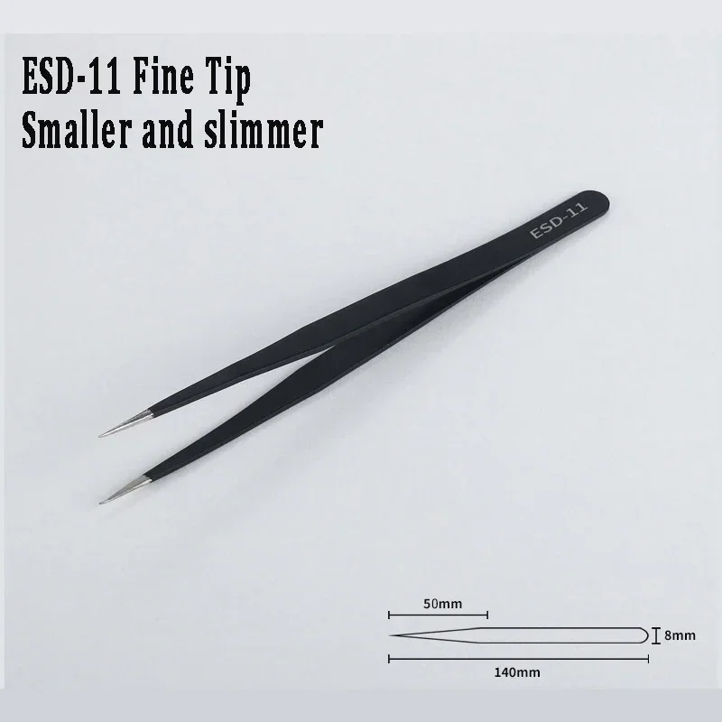 Stainless Steel Tweezers Maintenance Tools Industrial Anti-static Precision Curved Straight Tweezers Repair Industrial Tweezers