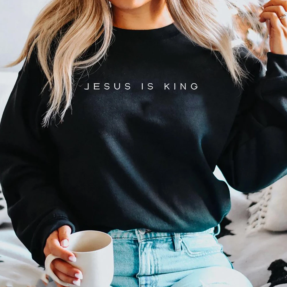 Jesus ist König Sweatshirt Jesus Shirt Christian Apparel Christian Pullover Christian Streetwear Langarm Sweatshirts