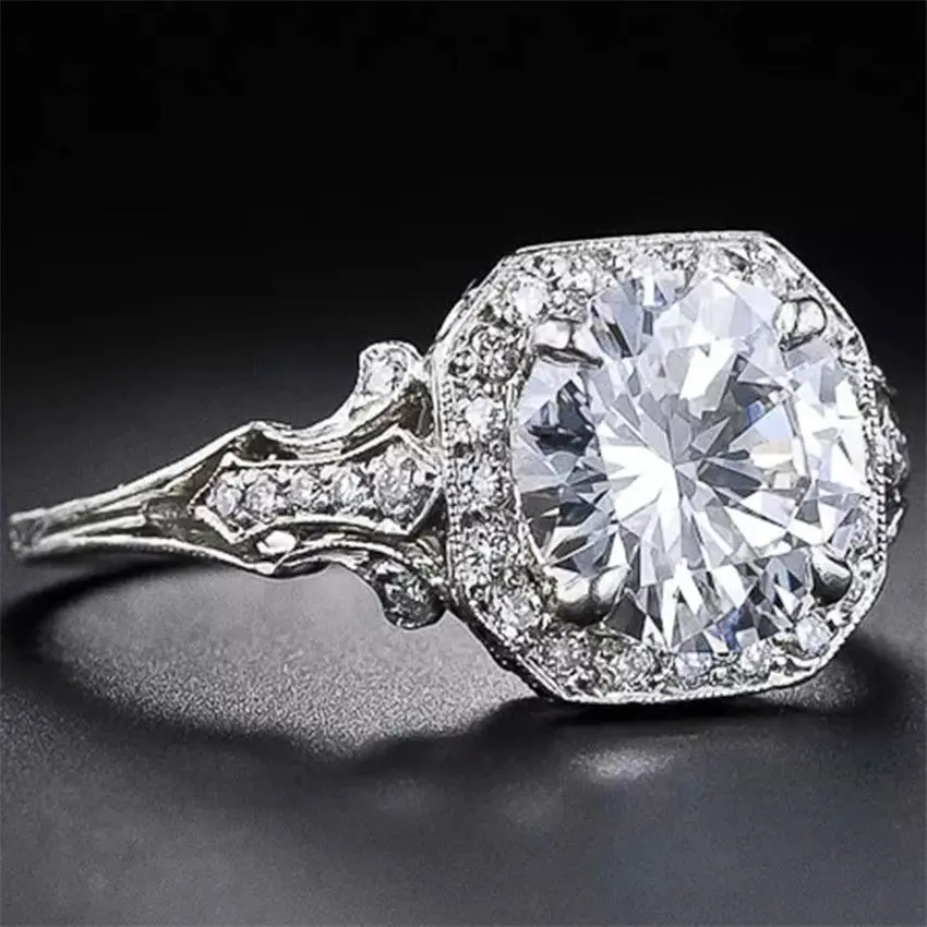 925 Sterling Silver Rings for Women Featuring Shiny Cubic Zirconia Hot Selling Female Silver Finger Jewelry Hand Accessories