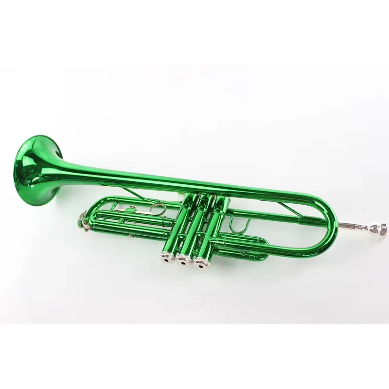 Direct Selling Green Trumpet Beginners Learning Western Wind Instruments Performance Color Trumpet