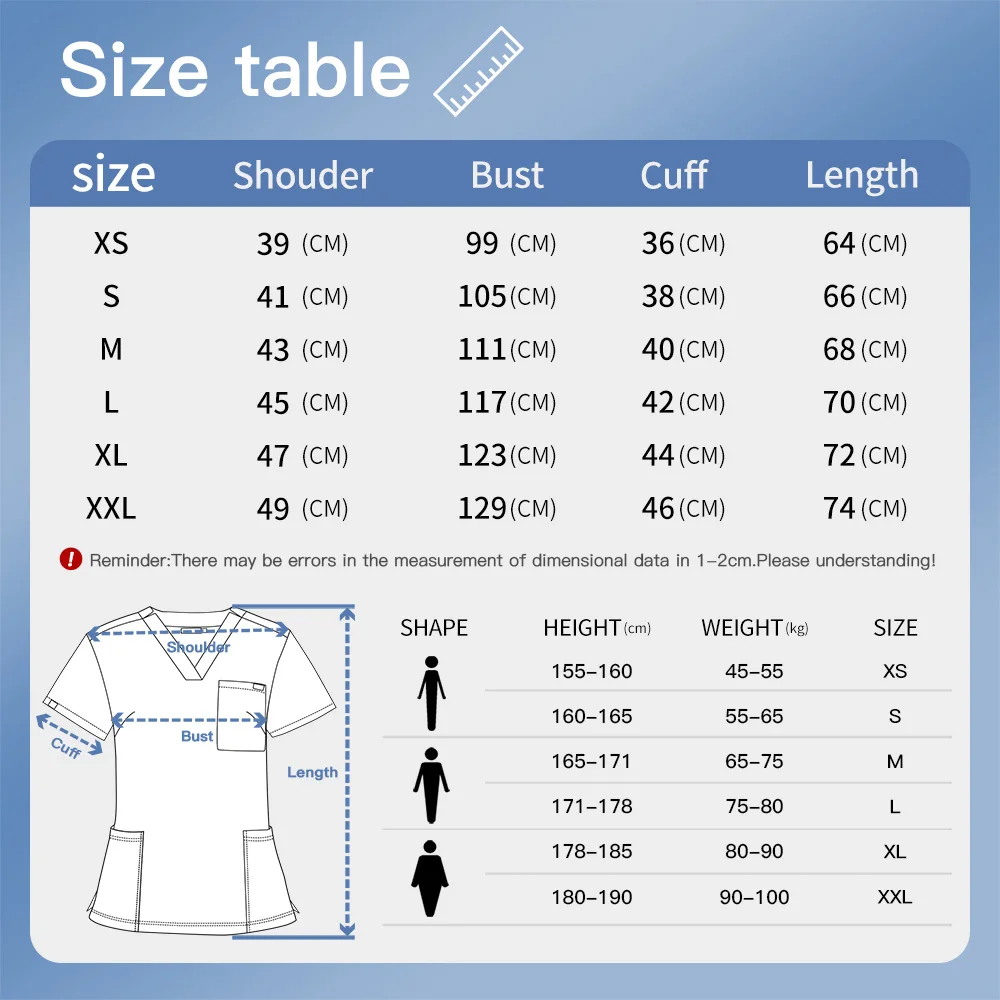 Verpleegkundige Scrub T-shirt Medisch Uniform Apotheker Werkkleding Vrouwen Mannen Verpleging Tandarts Tops Klassieke V-hals Scrub Tops Chirurgische Blouse