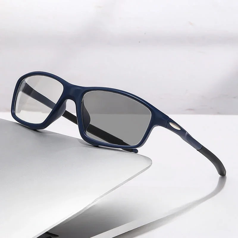 0-50 ~ -75 광변색 색상 근시 안경 초경량 버전 학위 안티 블루 라이트 플랫 안경 선글라스 스포츠