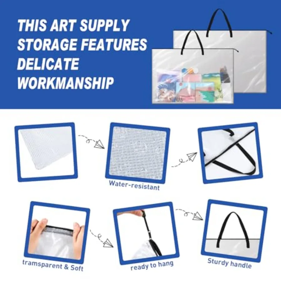 กระเป๋าใส่ผลงานศิลปะ Tenceur 2 ชิ้น ขนาด 24 x 36 นิ้ว และ 48 x 36 นิ้ว กระเป๋าเก็บโปสเตอร์ขนาดใหญ่ วัสดุ PVC พร้อมซิป